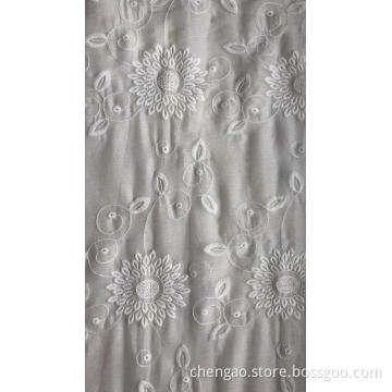 Sunflower Chiffon Embroider Fabric